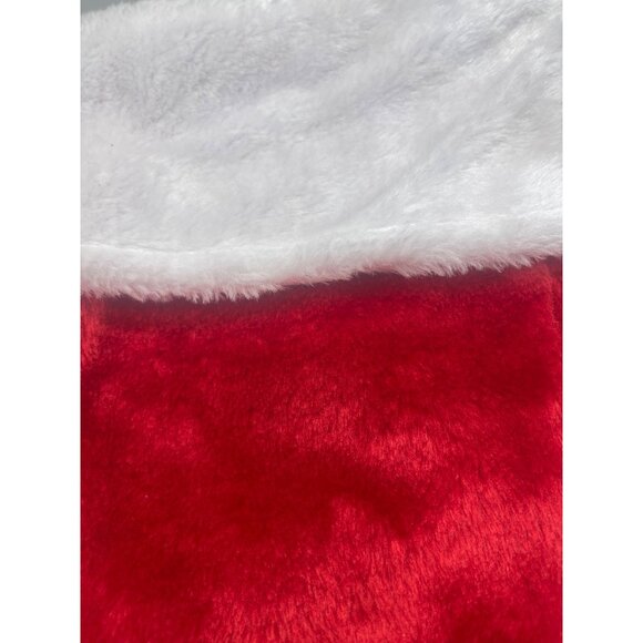 Christmas stocking foe fur solid red white decor 15" READ - Picture 7 of 7